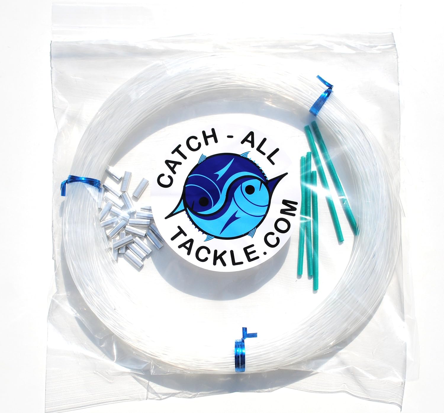 unspecified assorted hooks + monofilament line